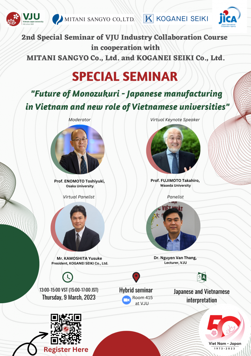 “FUTURE OF MONOZUKURI – JAPANESE MANUFACTURING IN VIETNAM AND NEW ROLE OF VIETNAMESE UNIVERSITIES”